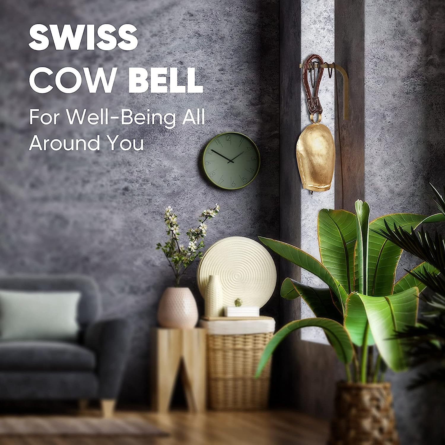 Karigar Creations Cow Bell for Door Hanging Decorative Bell Garden Bell  Decorative Wall Hanging Home Wall Décor Indoor & Outdoor Decor Size 12x6  Inch