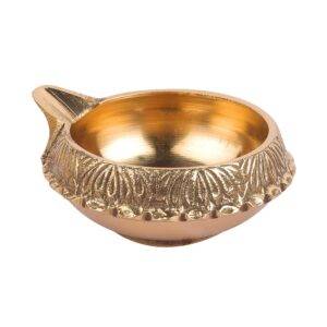 Karigar Creations Traditional Handcrafted Brass Pital Puja Thali Aarti Bartan Plate Set of 8 Piece for Mandir Pooja Room Home Temple 9 Inch Round Golden.