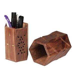 Wooden Pen And Pencil Holder for Office and Home