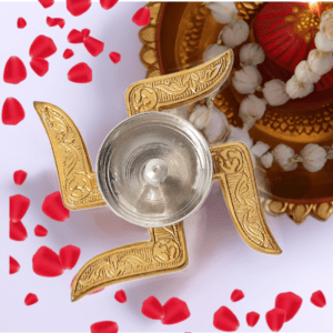 Brass Swastik Diya Decorative Lamp
