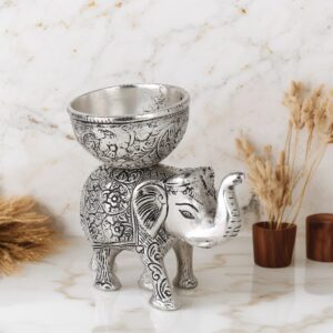 Metal Elephant Bowl Silver Polished for Dry Fruit