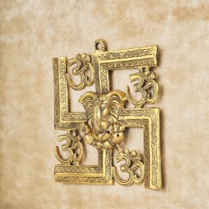 Metal Swastik Sathiya with Ganesh Om Wall Hanging